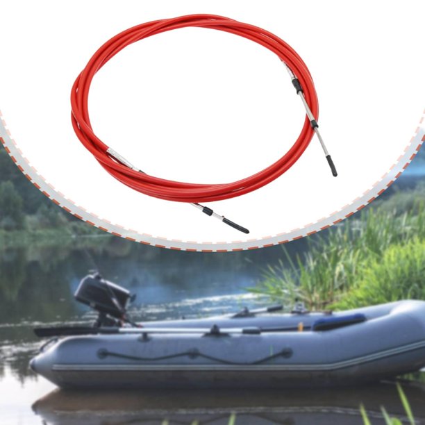 Cable de control de aceleración para embarcaciones marinas, engranaje de alto rendimiento, robusto para motores fueraborda. Rojo 14 pies