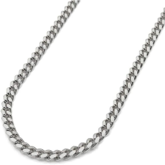 14K White Gold 1.5mm Miami Cuban Chain, FREE Microfiber Cloth, Solid Gourmette Curb Link Mens Womens Necklace, Giorgio Bergamo