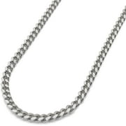 10K White Gold 1.5mm Miami Cuban Chain, FREE Microfiber Cloth, Solid Gourmette Curb Link Mens Womens Necklace, Giorgio Bergamo