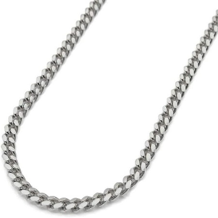10K White Gold 1.5mm Miami Cuban Chain, FREE Microfiber Cloth, Solid Gourmette Curb Link Mens Womens Necklace, Giorgio Bergamo