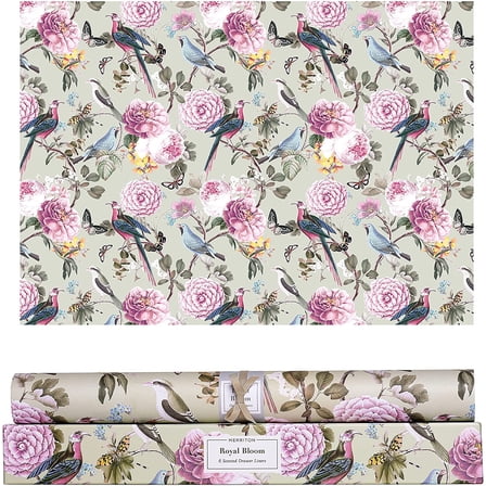 Merriton Scented Drawer Liners, Fresh Scent Paper Liners for Cabinet Drawers, Dresser Shelf, Linen Closet, Perfect for Kitchen, Bathroom, Vanity (6 Sheets) (Royal Bloom)