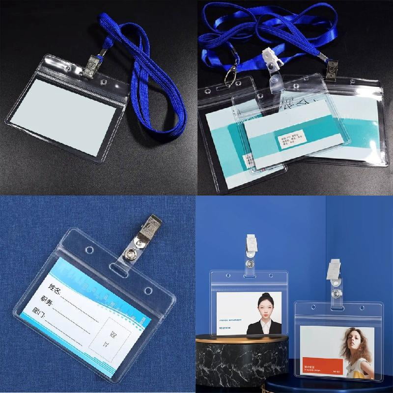Zeiwohndc 100 Pcs Waterproof Name Badge Holders Card Holder Office School Supplies