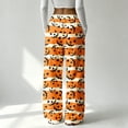thumbnail image 3 of Womens Halloween Pjs Halloween Pumpkin Ghost Print Flannel Pajama Pants Elastic Waist Drawstring Wide Leg Sleep Wear, 3 of 4