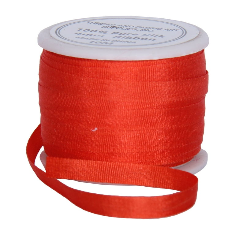 100 Pure Silk Ribbon by Threadart 4mm Poppy Red No. 512 3