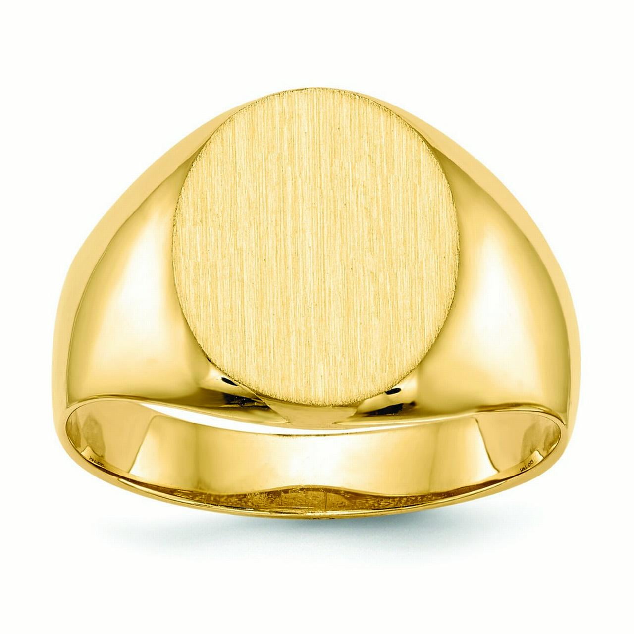JewelryWeb - 14k Yellow Gold Mens Signet Ring - 5.5 Grams - Size 10 ...