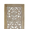 thumbnail image 2 of Rectangular Mango Wood Wall Panel Hand Crafted With Intricate Carving, White and Brown, 2 of 7