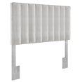 thumbnail image 1 of Crushed Velvet Channeled Adjustable Full or Queen Headboard in Light Gray Fabric, 1 of 8