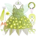 thumbnail image 2 of Vestido de hada para niñas, disfraz de Campanilla, disfraz de elfo para niñas pequeñas, ropa de princesa, ropa de Halloween, Navidad, fiesta de cumpleaños, trajes para niños, 2 of 5