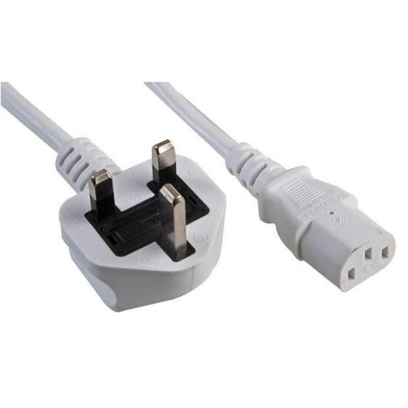 PRO ELEC - UK Plug to IEC C13 Power Cable, 1m White