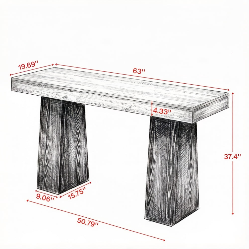 63 Inch Counter Height Bar Table, 37in Pub Table with 4.3in Thick Waterproof Scratchproof MDF Top, Home Bar Dining Table for Party & Snack