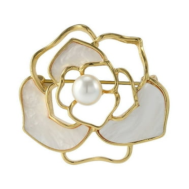 Pearl Brooches Flower Pins for Women Girls White Pin Dress Clips Handmade Flower Brooch Pins for Women Fashion Lady Brooch