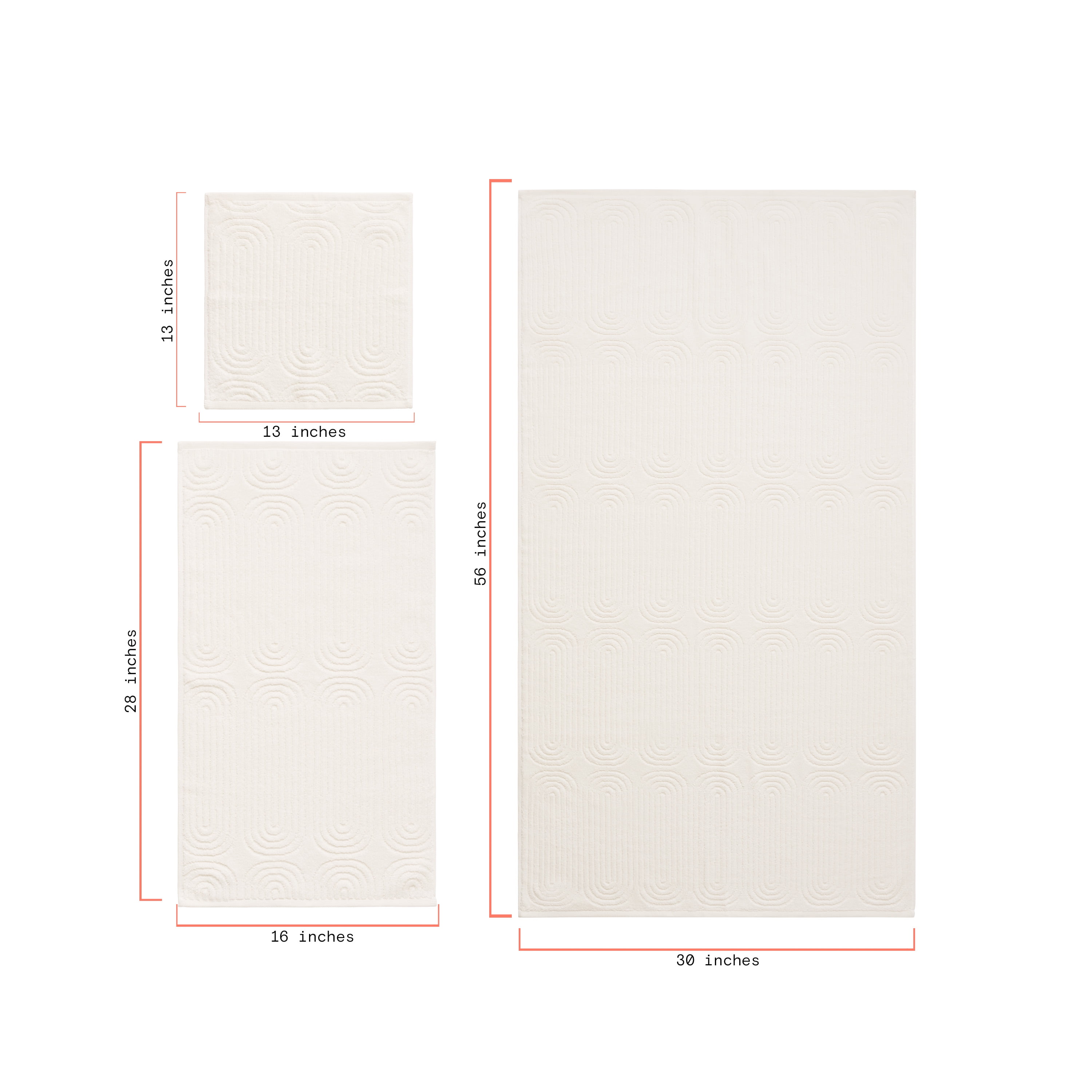 Beautiful by Drew Barrymore Textured Hand Towel, Soft 100% Cotton, Off White