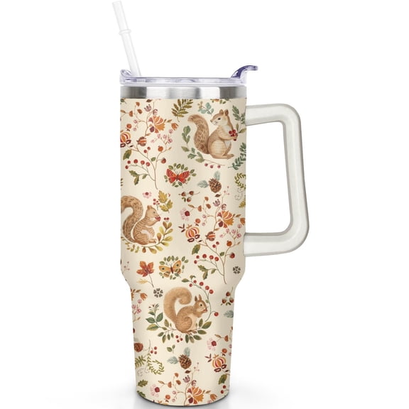 40oz Fall Tumbler with Handle Fall Theme 40 oz Tumbler Spill Proof Lid Straw Double Insulated Travel Must Have Mug Fall Gifts for Men Women