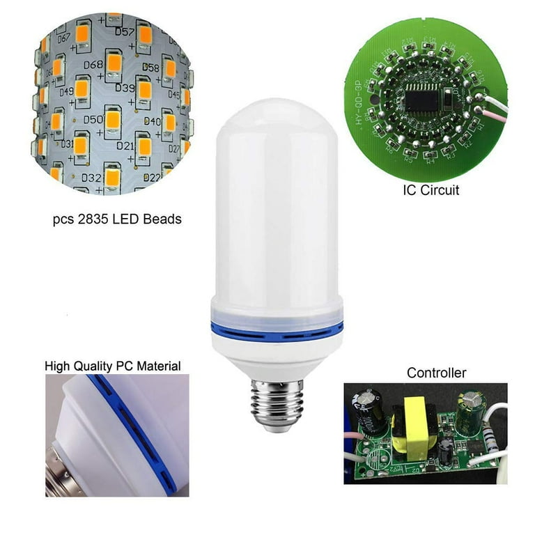 Luxon LED Flame Effect Light Bulb 4 Modes with Upside Down Effect 2 Pack E26 Base LED Bulb Flame Bulb for Christmas Home Hotel Bar Party