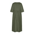 thumbnail image 5 of SnnmBlm Women's Half Sleeve Linen Maxi Dresses Casual Loose Plus Size Beach Dress for Women Army Green 3XL, 5 of 5