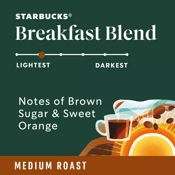 Starbucks Keurig Breakfast Blend Medium Roast Coffee Pod - 22 K-Cups - Pack of 2