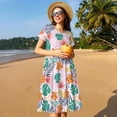 thumbnail image 4 of Disketp Tropical Plants para Vestido de Manga Corta para Mujeres, Vestidos de Verano para Mujeres, Casual y Holgado para la Playa, 4 of 6