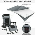 thumbnail image 6 of LAZY BUDDY Oversized Padded Zero Gravity Chairs Set of 2, Foldable Patio Recliner, Adjustable Anti Gravity Lounger with Cup Holder, 350lbs, 6 of 11