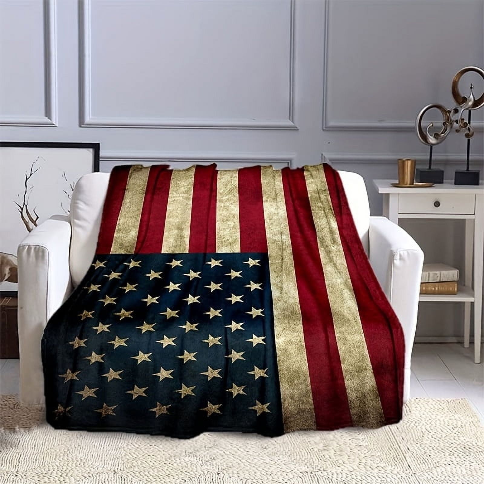 American Flag Gifts Blanket for Men Women, USA Flag Throw Blankets for Adult Kids Boys Girls, Christmas Birthday Independence Day American Decor Gifts for Home Bed Couch