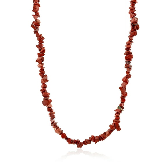 Gem Stone King 34 inch Simulated Red Jasper Chip Necklace 273.00 Carat