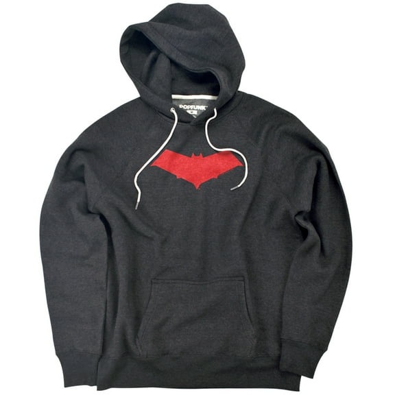 Batman Red Hood Unisex Adult Slim Fit Pull-Over Heather Hoodie, Charcoal, Small