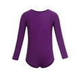 thumbnail image 3 of Moggemol 2Pcs Girls Ballet Dance Outfits Long Sleeve Gymnastics Leotard with Chiffon Tied Skirt Set Dark Purple XL, 3 of 7