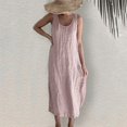 thumbnail image 2 of PENGXIANG Robes d'Été pour les Femmes Occasionnels en Vrac Sans Manches en Lin Débardeur Robe Midi, 2 of 6