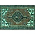 thumbnail image 1 of Ahgly Company Indoor Rectangle Persian Turquoise Blue Traditional Area Rugs, 7' x 9', 1 of 4