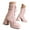 Pink, variant on Gothic Boots for Women Lace up Mid Calf Boots Fashion Chunky Heel Square Toe Punk Booties