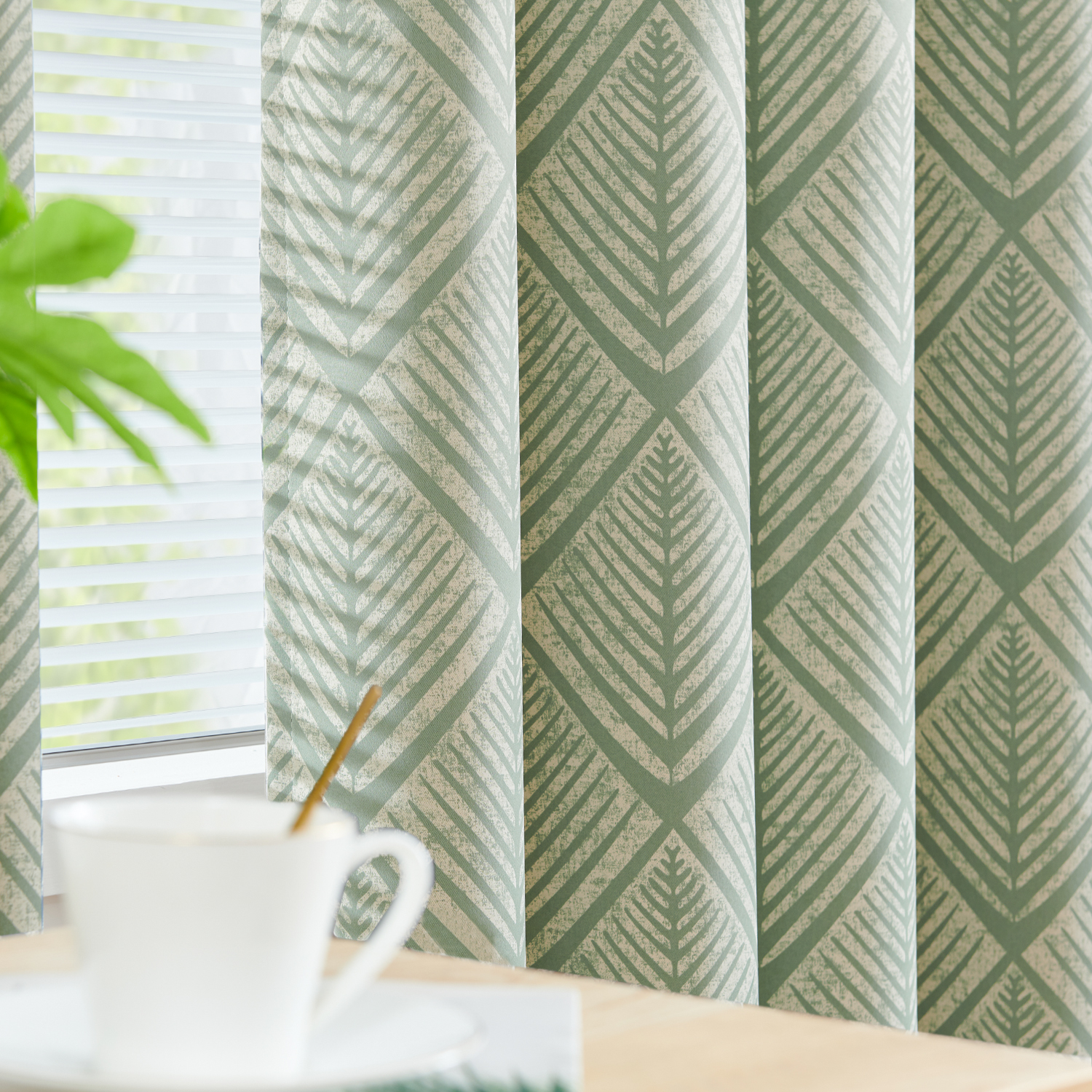Curtainking Blackout Curtains for Living Room Bedroom 84 inch Sage Window Curtains Geometric Pattern Darkening Thermal Grommet Curtains set of 2