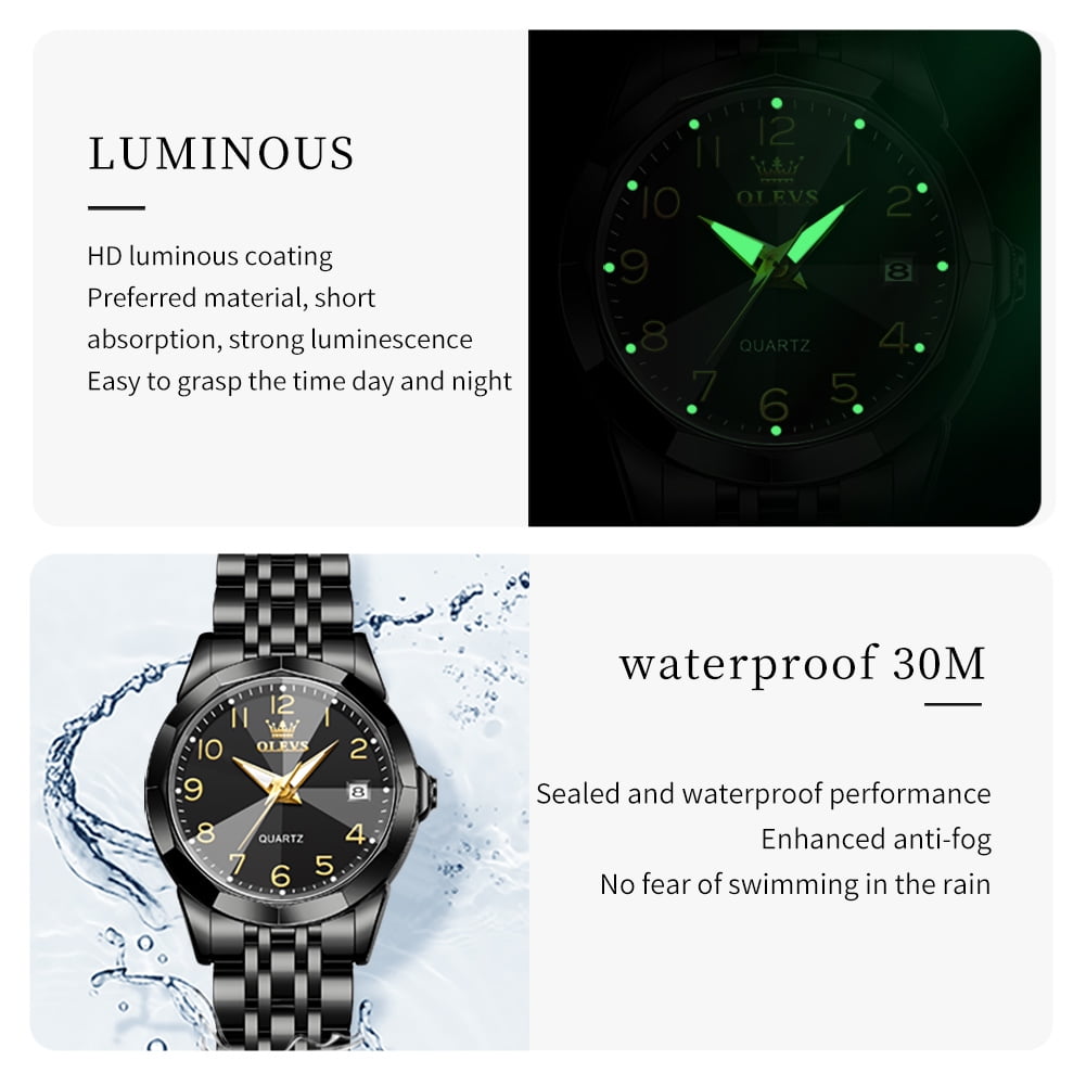 OLEVS Watches for Women Luxury Casual Dress Analog Quartz Digital Date Two Tone Gold Plated Stainless Steel Waterproof Luminous Female Wrist Watch Reloj para Mujer