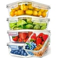 thumbnail image 1 of PrepNaturals 5 Pack Glass Food Storage Containers with Lids - Leakproof Glass Meal Prep Containers - Bento Box for Lunch - Dishwasher, Microwave, Oven & Freezer Safe (Multi-Compartment), 1 of 5