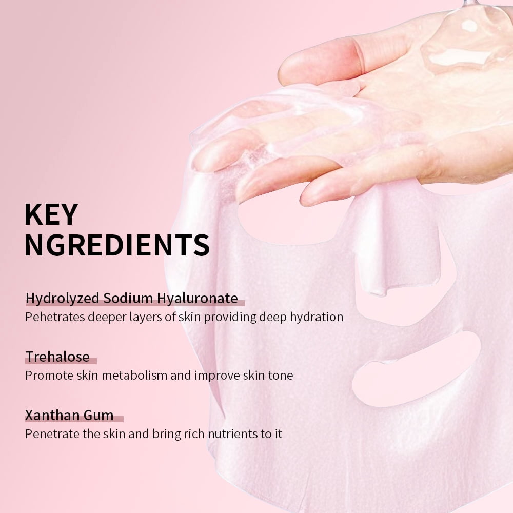 REAL DEEP Hyaluronic Acid Glow Mask 5 Count - Brightening Face Mask for Dull & Tired Skin, Antioxidant Treatment with Ferment Extract, Fights Dryness & Roughness for Even, Radiant Tone