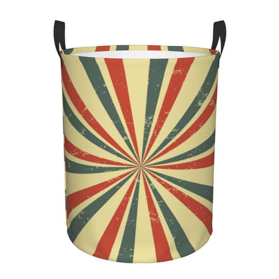 DouZhe Waterproof Collapsible Large Laundry Baskets, Retro Sunburst Lines Prints Circular Hamper with Handles
