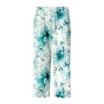 thumbnail image 4 of Puliio Womens Capri Pants Flower Print Elastic Waist With Pocket Trouser Soft Loose Fashion Pants, 4 of 5