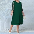 thumbnail image 2 of Vestido floral bordado para mujer talla grande - Manga 3/4, gasa, corte A, elegante para bodas/cócteles, 2 of 6