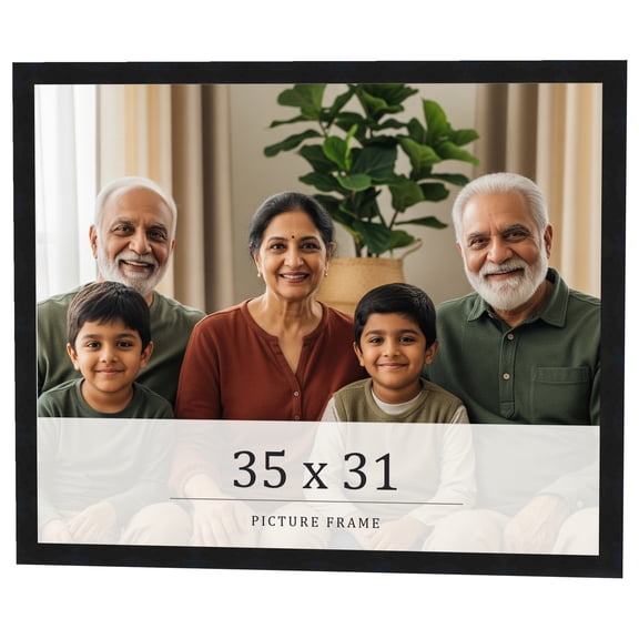 35x31 Frame Black Real Wood Picture Frame Width 0.75 inches | Interior Frame Depth 0.5 inches |