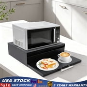 Storage Shelf, Black, Microwave Stand Cart with 1 Drawer, Kitchen Organizer for Microwave Oven, Toaster, Coffee Maker, Pull-Out Tray, Space Saver