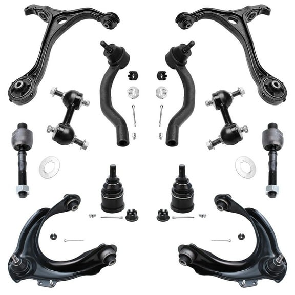 Detroit Axle - 12PC Front Upper Lower Control Arms, Lower Ball Joints, Sway Bars, Inner Outer Tie Rods Replacement for 2003-2007 Honda Accord 2.4L Sedan Coupe - [2004-2008 Acura TSX]