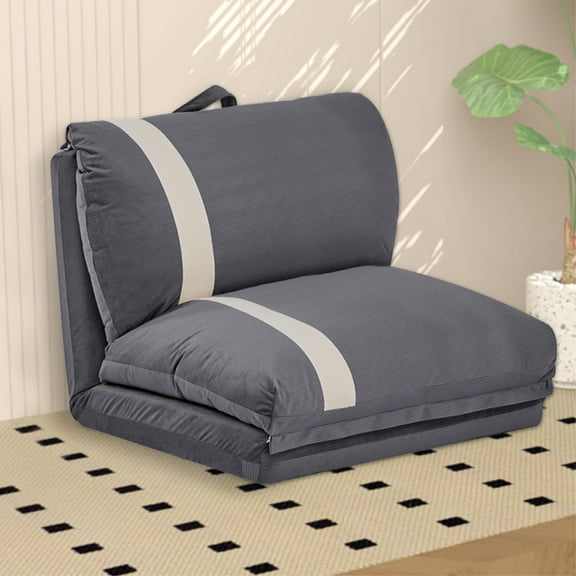 CITTANEO Folding Sofa Bed, 6-Position Adjustable Backrest, Convertible Sleeper Sofa for Small Spaces, Metal Frame & Handle - Floor Couch Bed for Living Room, Bedroom, Apartment,Gray