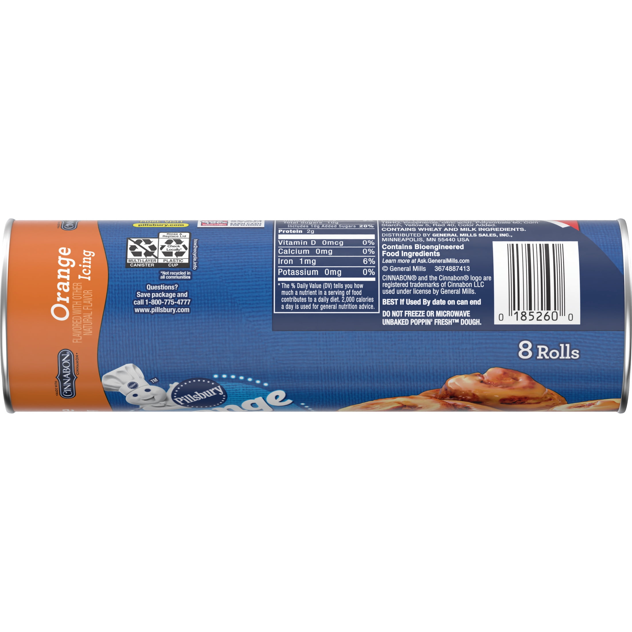 Pillsbury Orange Rolls with Cinnabon Cinnamon and Orange Icing, 8 Count, 13.9 oz