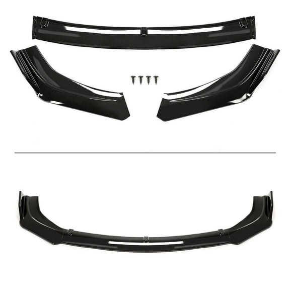 For 2016-2021 Honda Civic Sedan Matte Black 3PC Front Bumper Lip Spoiler - Sporty Styling & Aerodynamic Bolt-On Upgrade​