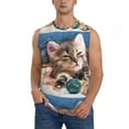 thumbnail image 2 of Lsque Playful Cat Print Men's Cotton Blend Sleeveless Muscle Shirts (S-3XL)- Moisture Wicking, Odor Protection, UPF 30+,X-Large, 2 of 8