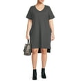 thumbnail image 3 of Terra & Sky Women's Plus Size V-Neck T-Shirt Dress with High Low Hem, 3 of 6