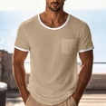 thumbnail image 2 of Pafei Tyugd Pocket Tee Shirts for Men Big And Tall Short Sleeve Shirts Lightweight Breathable Casual Crewneck Summer Basic Tees Beige M, 2 of 8