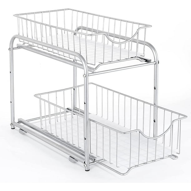 2 Tier Organizer Pull Out Drawer Basket for Kitchen Under Sink