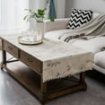 thumbnail image 3 of Coffee Table Cloth Rustic Style Living Room Center End Table Cover with Pocket, Cotton Linen Tablecloth, 3 of 9