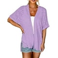 thumbnail image 1 of Daeful Womens Shirt Cardigan Solid Cover Up Spring Open Front Lightweight Purple XL, 1 of 2