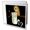 3dRose Funny Cute Sloth with Long To Do List - Greeting Card, 6 by 6-inch