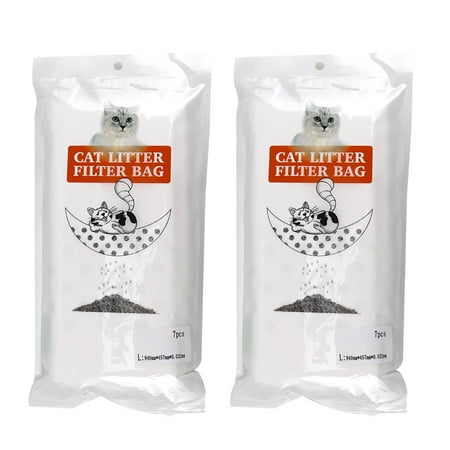 Ryanstar Racing Cat Litter Box Liners 14 Count Cat Litter Bags Kitty Sifting Litter Liners Pet with Durable Drawstring Contains 12 Screening Bags with Holes + 2 Non-Porous Screening Bag (37  x 18 )